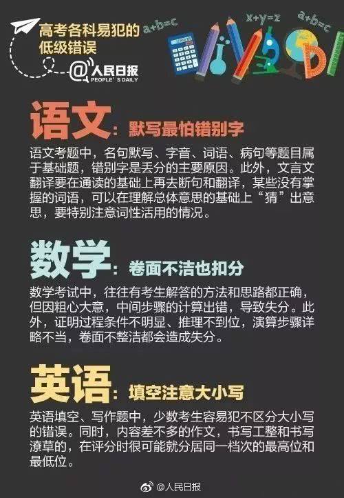 高考■【高三】高考各科易犯低级错误大汇总！考前一个月现改还来得及！