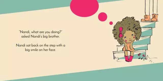 nandi sat back on the stepwith a big smile on her face.