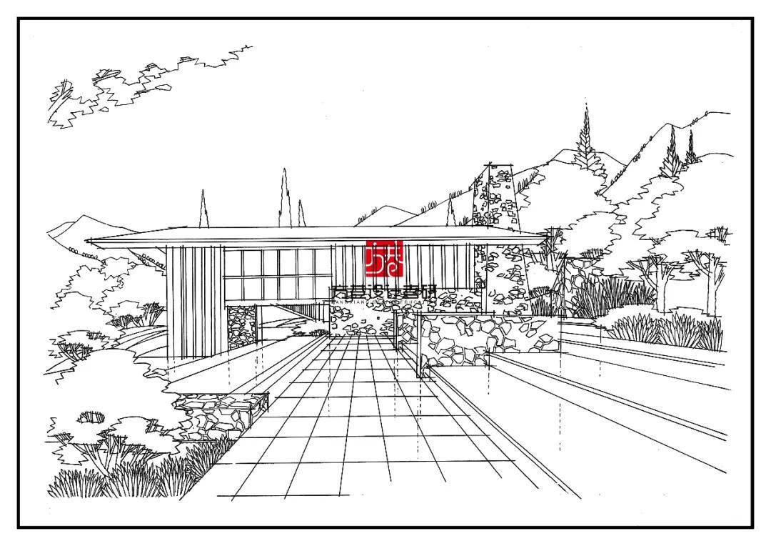 环艺空间手绘线稿表达-景观设计