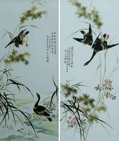 程意亭花鸟瓷板画真品图片赏析