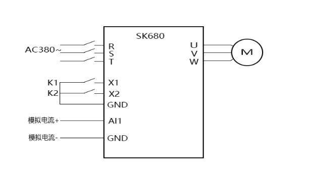ski680变频器外部电位器调转速调试步骤参数及接线图
