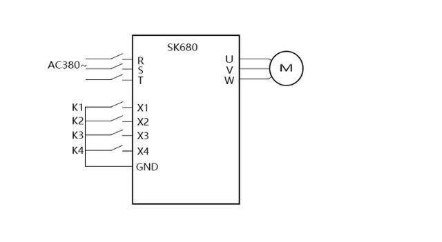 ski680变频器多段速设置参数接线图