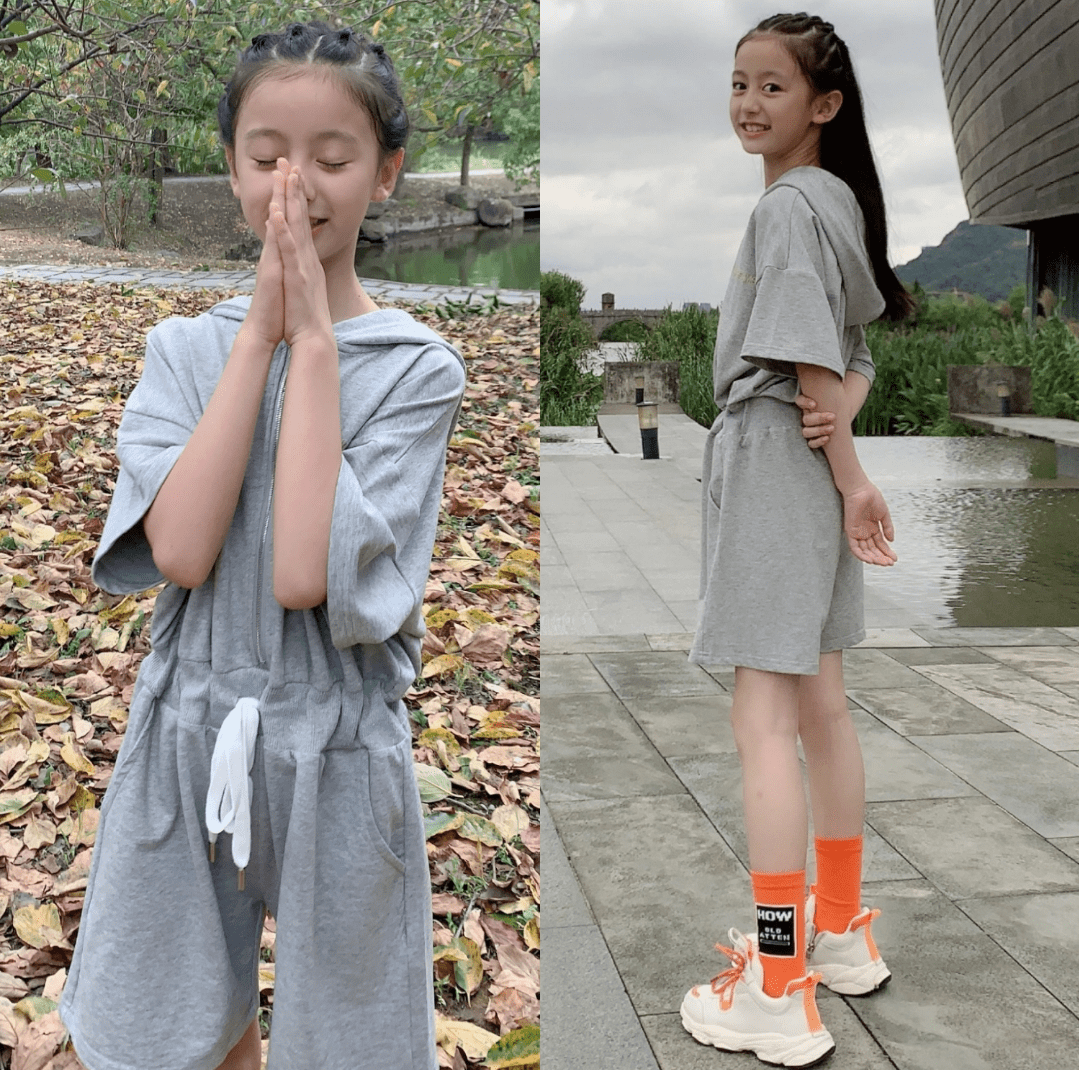 我佩服童模裴佳欣,十岁就懂穿"芭比粉匡威",还凹出1米2长腿