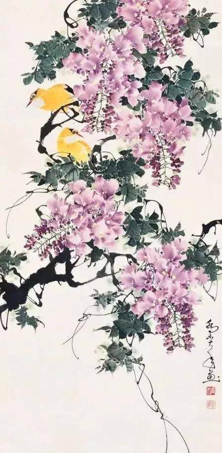 国画大师笔下的紫藤花——灿若云霞,紫气东来_花鸟画