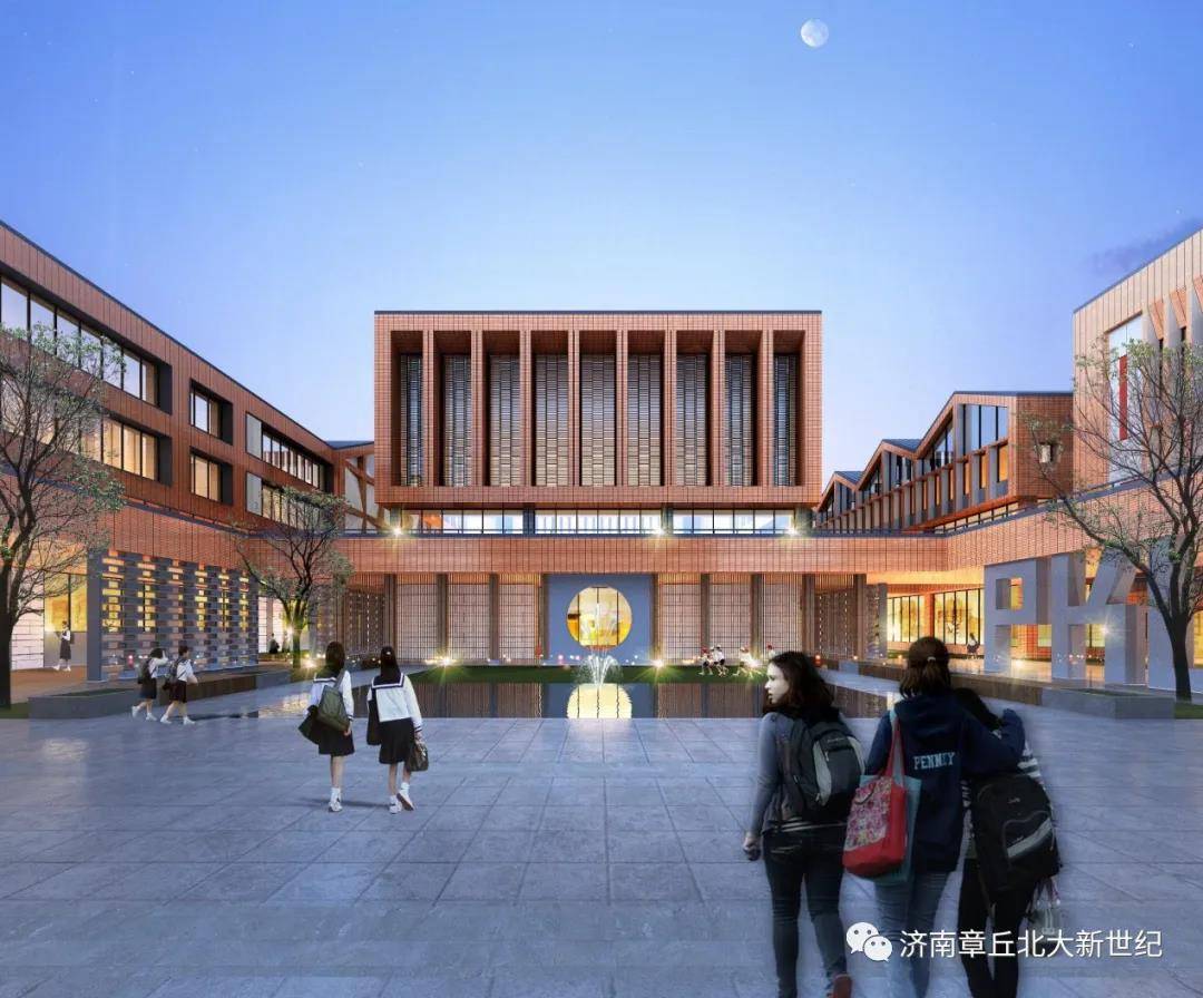 北大新世纪章丘实验学校以画沙坊为整个校园的起点,结合坊后讲堂形成