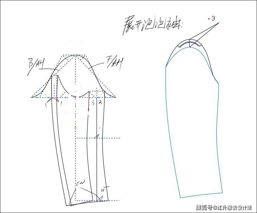 时尚三扣斜襟变化型立领刀背缝修身女外套制版图-学服装裁剪图纸样