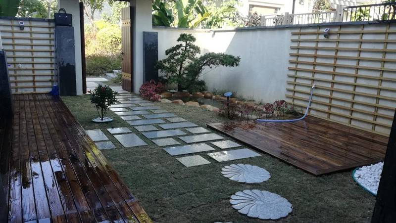 花都日式风格别墅花园景观设计,花园总面积为120平方米!
