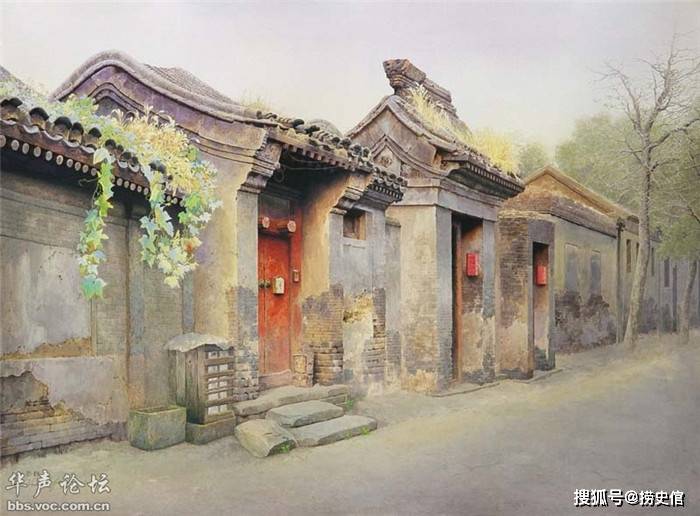 水彩画:老北京即将消失的胡同
