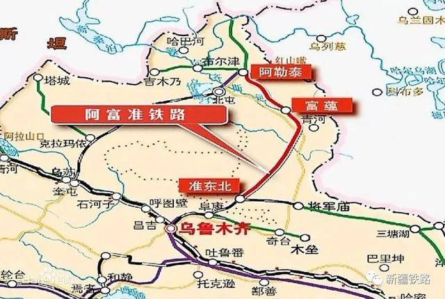 铁路位于新疆阿勒泰地区及昌吉回族自治州境内,全长420公里,线路起自