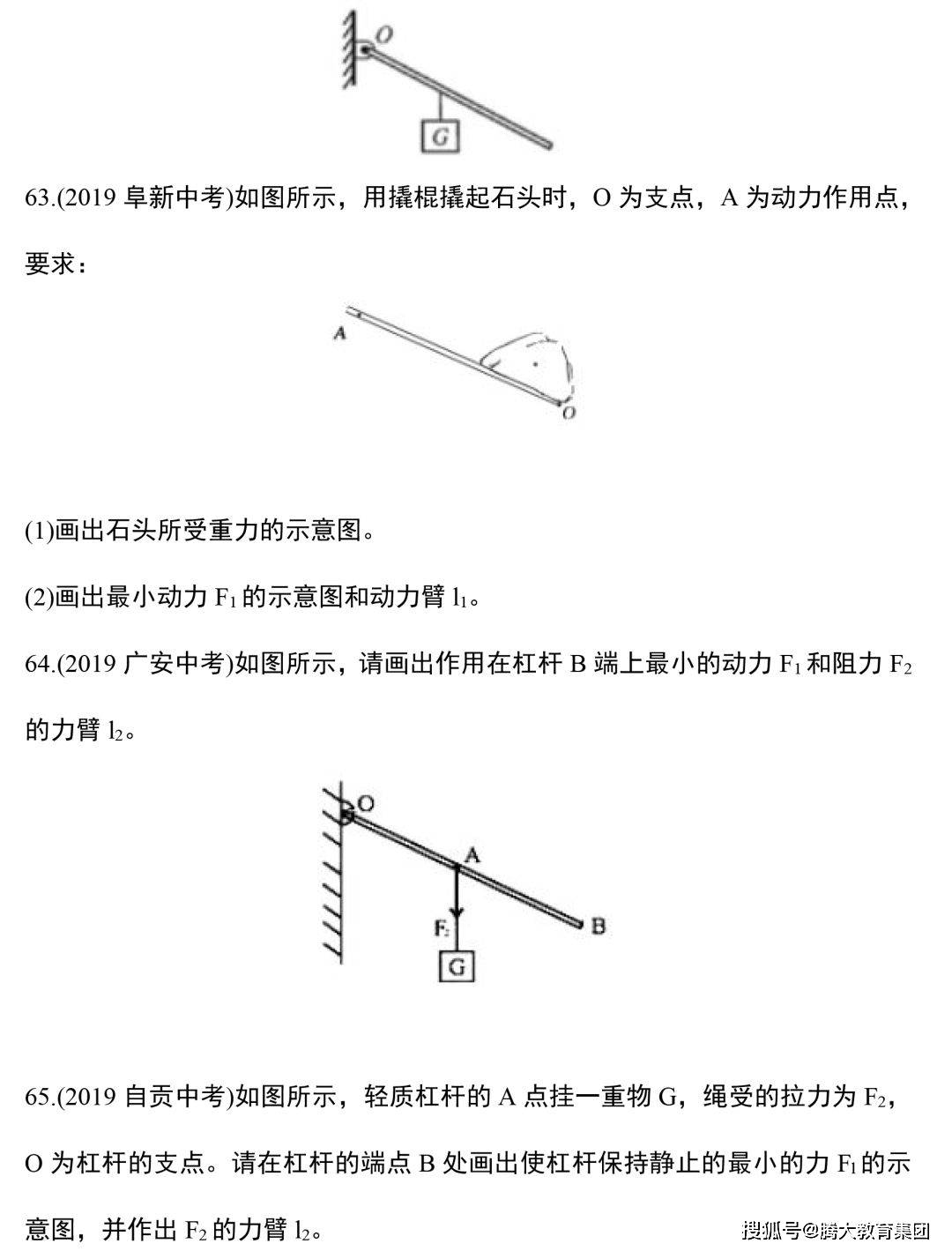 中考物理力学作图题这88道精选作图题一定要做