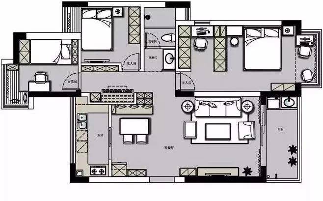 106㎡现代北欧三居室简洁刷漆墙面和全屋定制收纳柜超级实用美观