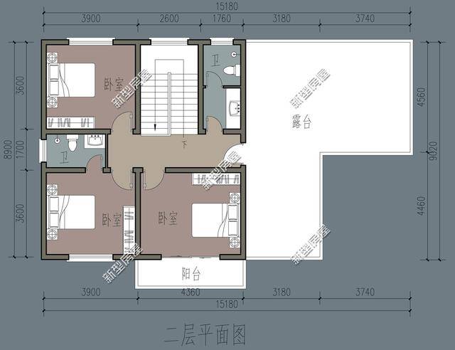 原创面宽17米进深9米,独立厨房有阳台有露台6个卧室,应该怎么设计?