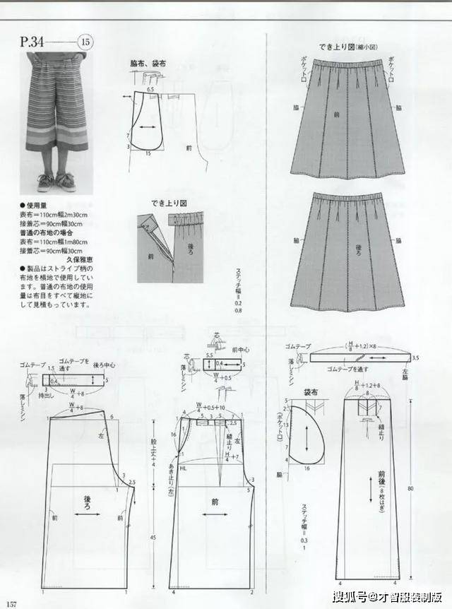 夏季上衣裤子裙子的衣服裁剪纸样图