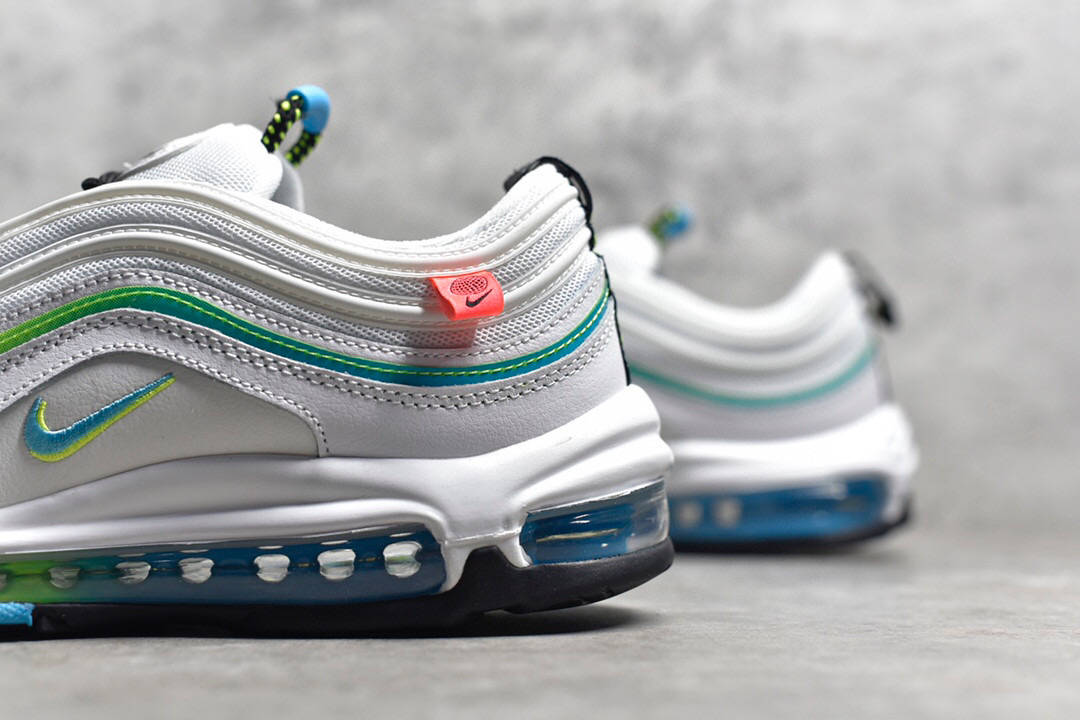 耐克nike air max 97"worldwide"荧光白绿星球复古气垫慢跑鞋 cz5607