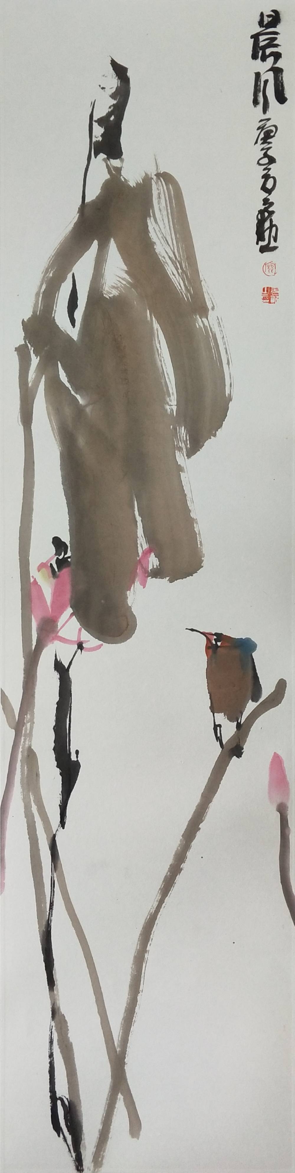 晨风 136x33 2020寇元勋的松灵,还体现在近年花鸟画创作的新变中.