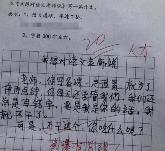 小学生"零分作文"走红,老师笑到肚子疼:除了学习,你啥