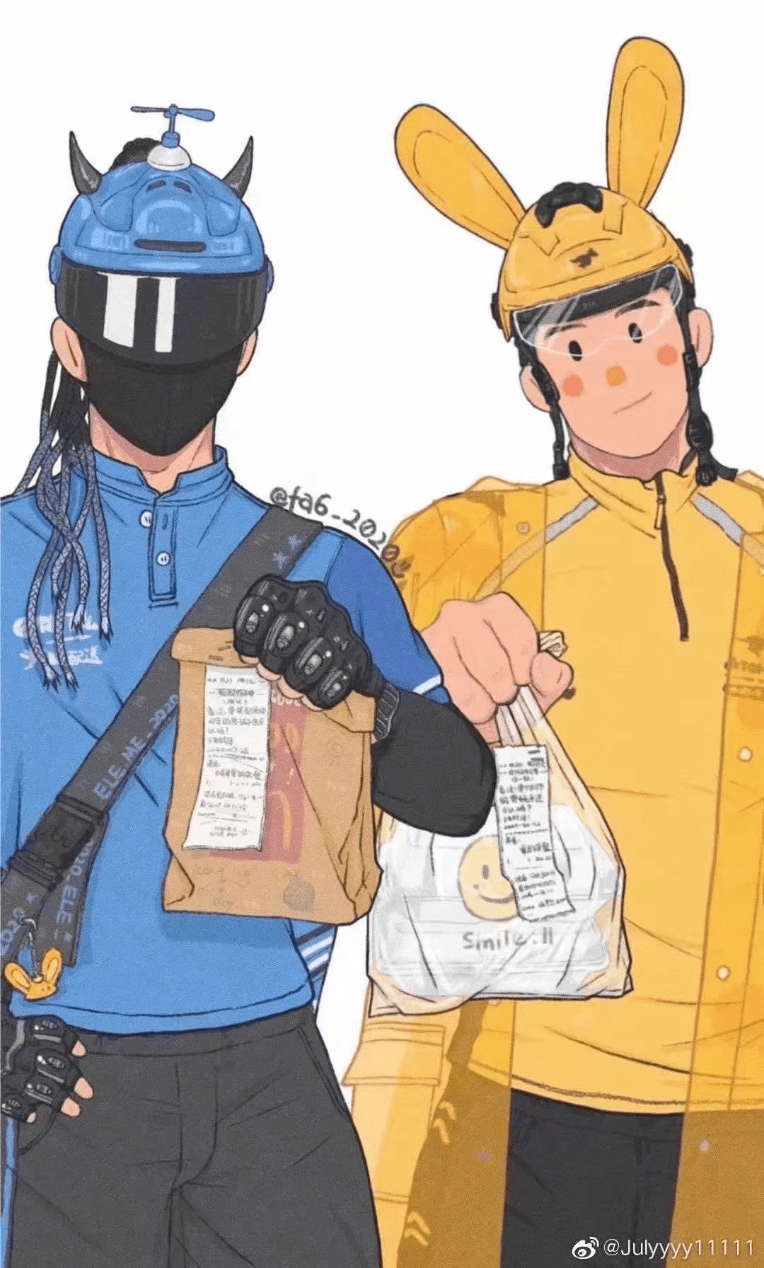 话说, 脏辫帅气饿了么骑手 x 呆萌美团骑手