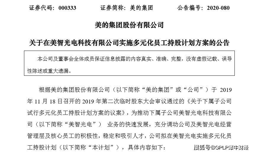 员工|美的集团筹划分拆美智光电创业板上市 员工持股高达43.3%