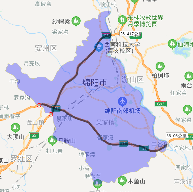 2020年绵阳市各区县高速路里程排名,三台第一,看看你家乡第几?