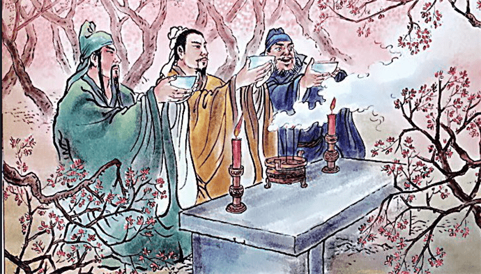 桃园结义故事的核心情节十分简单,即刘关张三人在桃园结为异姓兄弟.