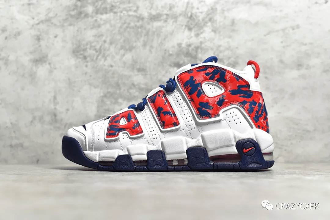 耐克nike air 大皮蓬球鞋 more uptempo gs 纯原红白蓝_手机搜狐网