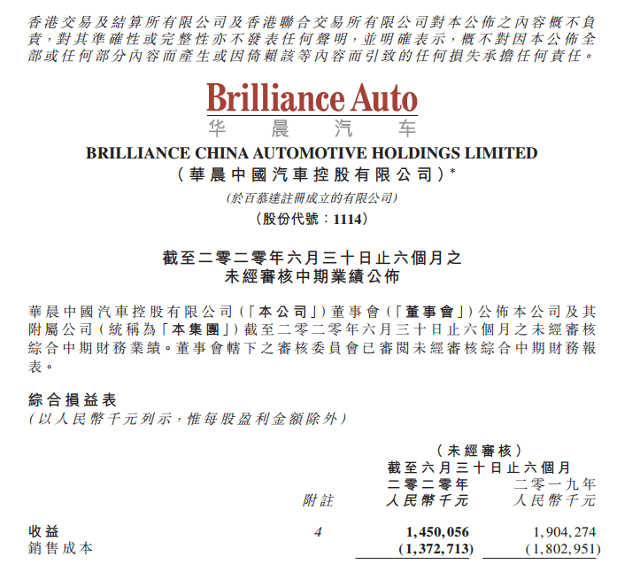 销量|一枝独秀的背后是一塌糊涂丨华晨中国半年业绩解读