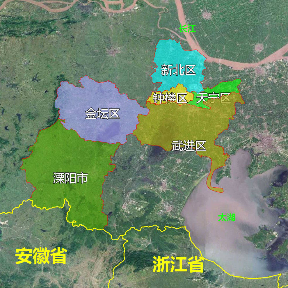 8张地形图快速了解江苏省常州各市辖区市