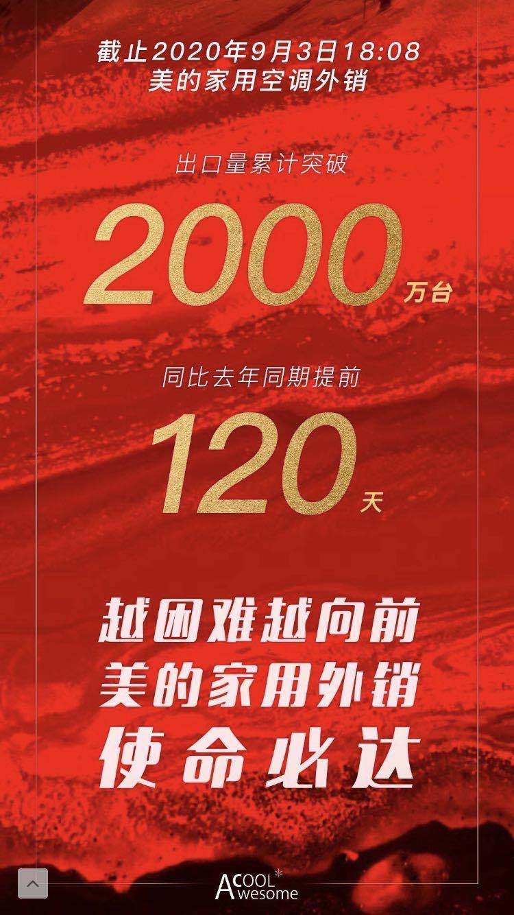 美的空调出口量突破2000万台，今年9个月完成去年12个月业绩-家电圈官网