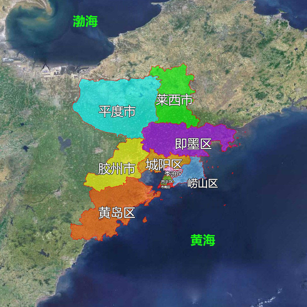 12张地形图快速了解山东省青岛各市辖区市