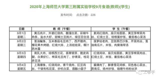 菜单|汇师、静教院、闸北实验等上海23所学校菜单一览！看看名校的孩子都在吃啥？