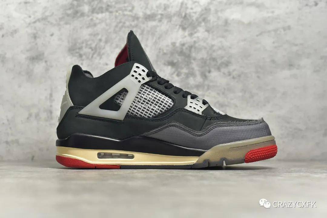 乔丹黑灰红 off-white 联名 air jordan retro cream sail aj4 ow蝉翼