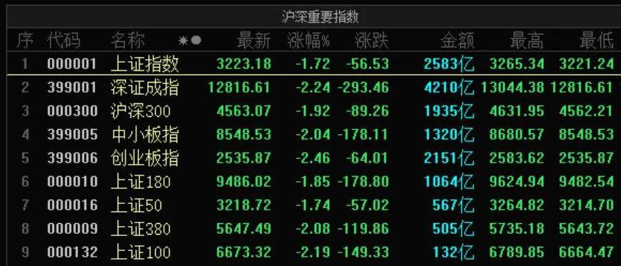 Nike|A股三大指数收跌：创业板指跌2.46%
