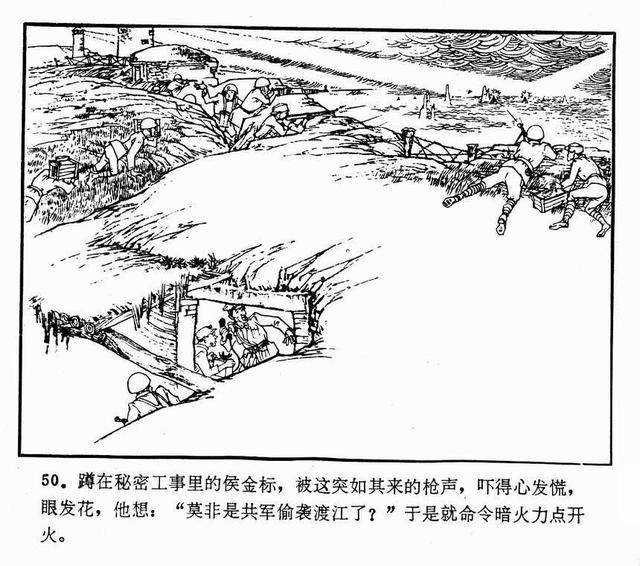 解放战争故事连环画小人书江防图江苏人民1975