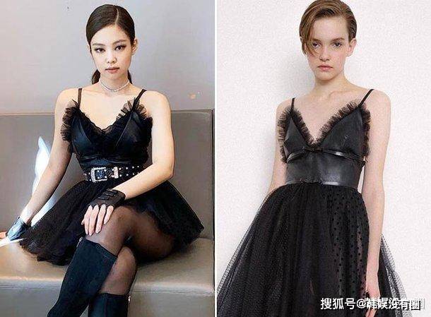 小黑|粉墨Jennie、模特“同款小黑裙”对比，自己剪成了超短裙？