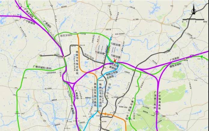 新增规划引入广州地铁22号线和18号线,进一步完善白云机场与广州新老