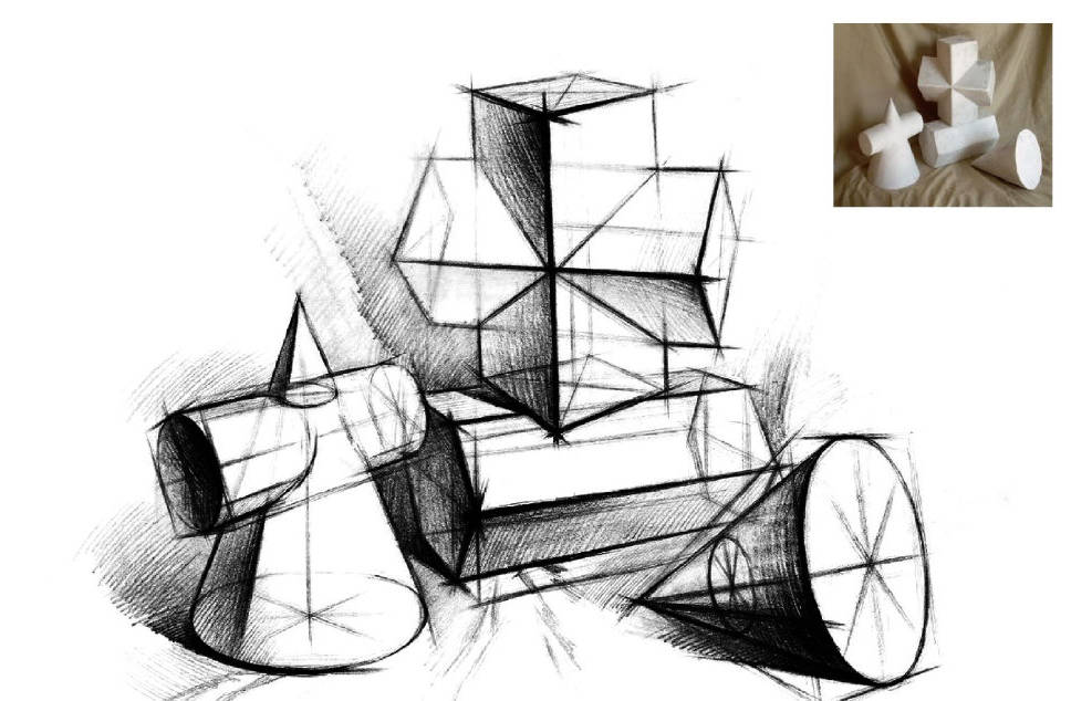 石膏几何体的结构素描~美术生#远伦教育