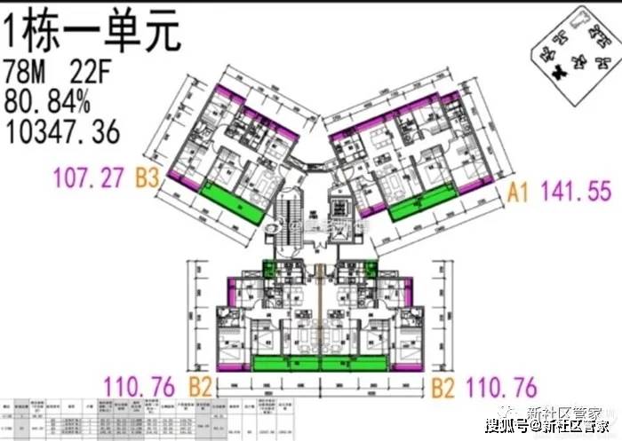 龙光前海天境首爆户型图108-145平,1013套