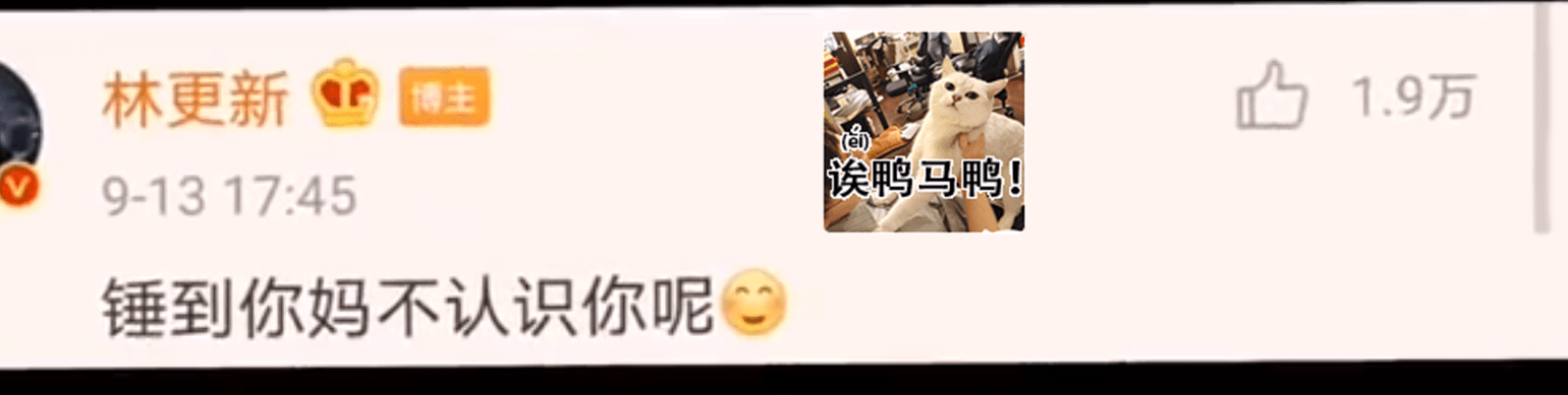 林更新怼黑粉“语录”登热搜榜首,话语太损惹网友笑翻
