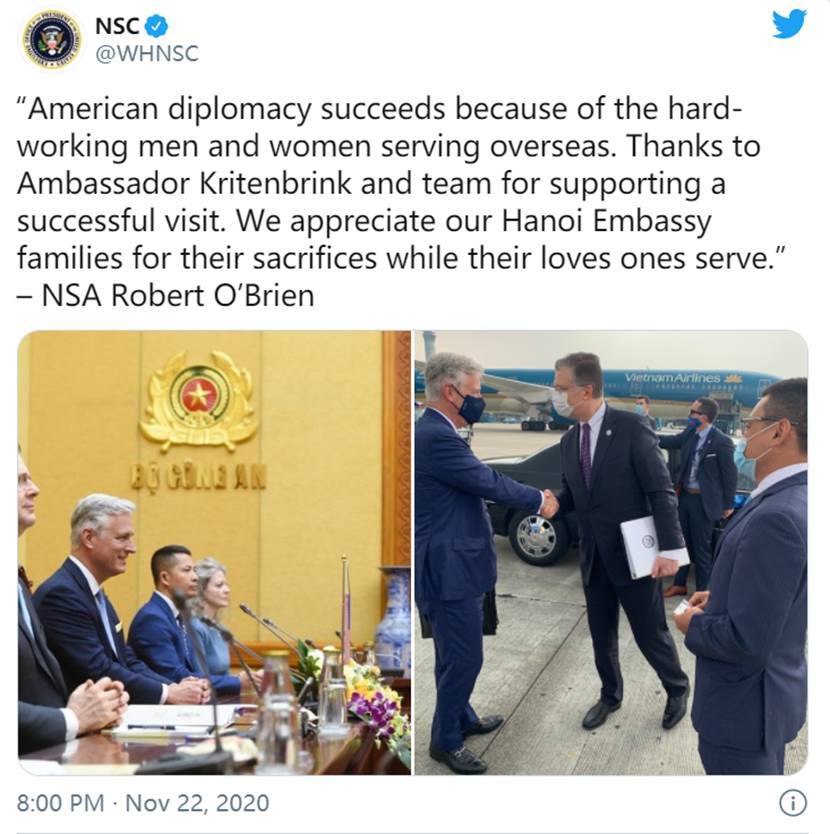 美国国家安全顾问重申美国对中国的强硬态度，