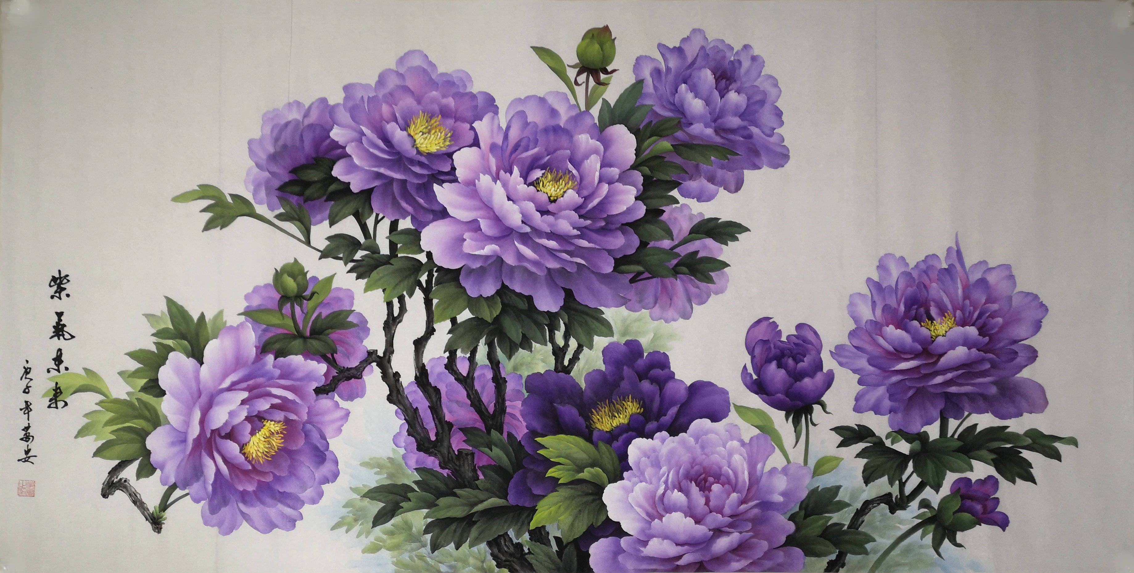 画家万安老师作品赏析_年牡丹