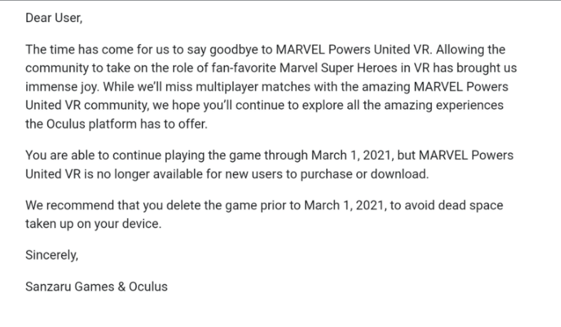 《MARVELPowersUnitedVR》从Oculus下架了，或因漫威IP版权问题_游戏