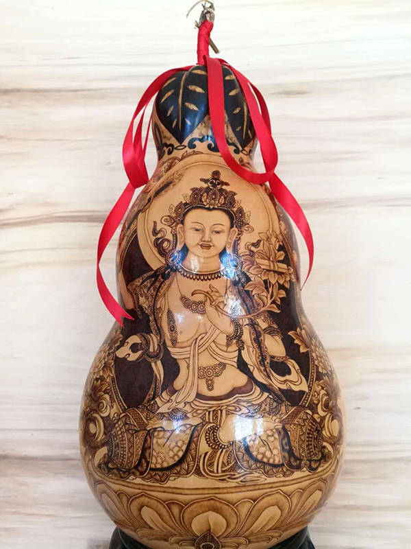葫芦烙画:文殊菩萨