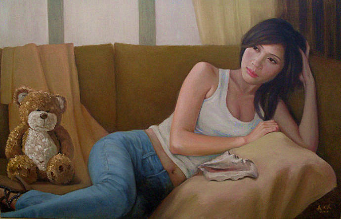 图片[8]-青年艺术家聂义武人体油画中的少女，有着古典雅致的纯美气息-魔性次元