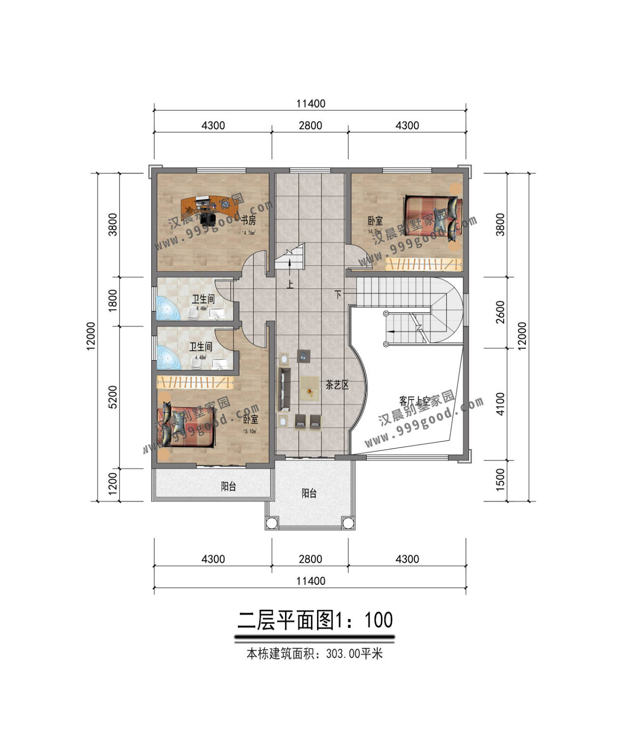 适合农村盖的5栋带神台欧式别墅,3开间造型简单且布局