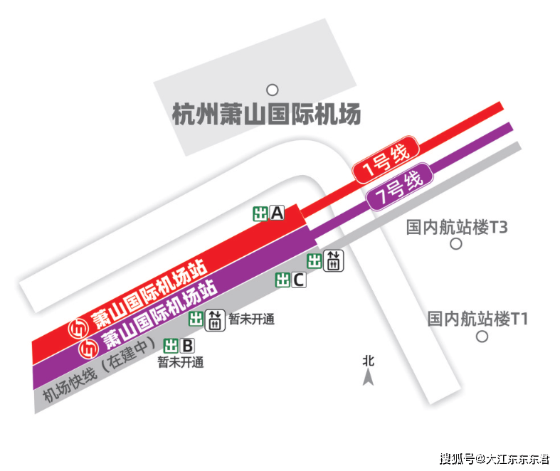 杭州萧山机场地铁出入站示意图