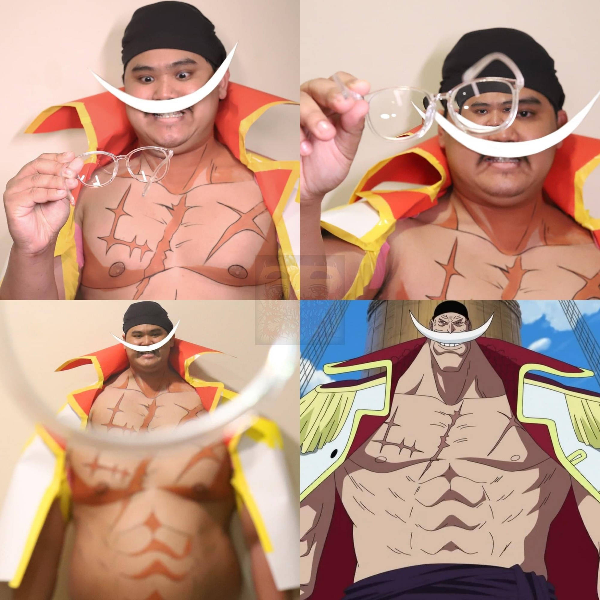 泰国小哥近期cos力作,一包番茄酱完美还原角色,发福白胡子登场