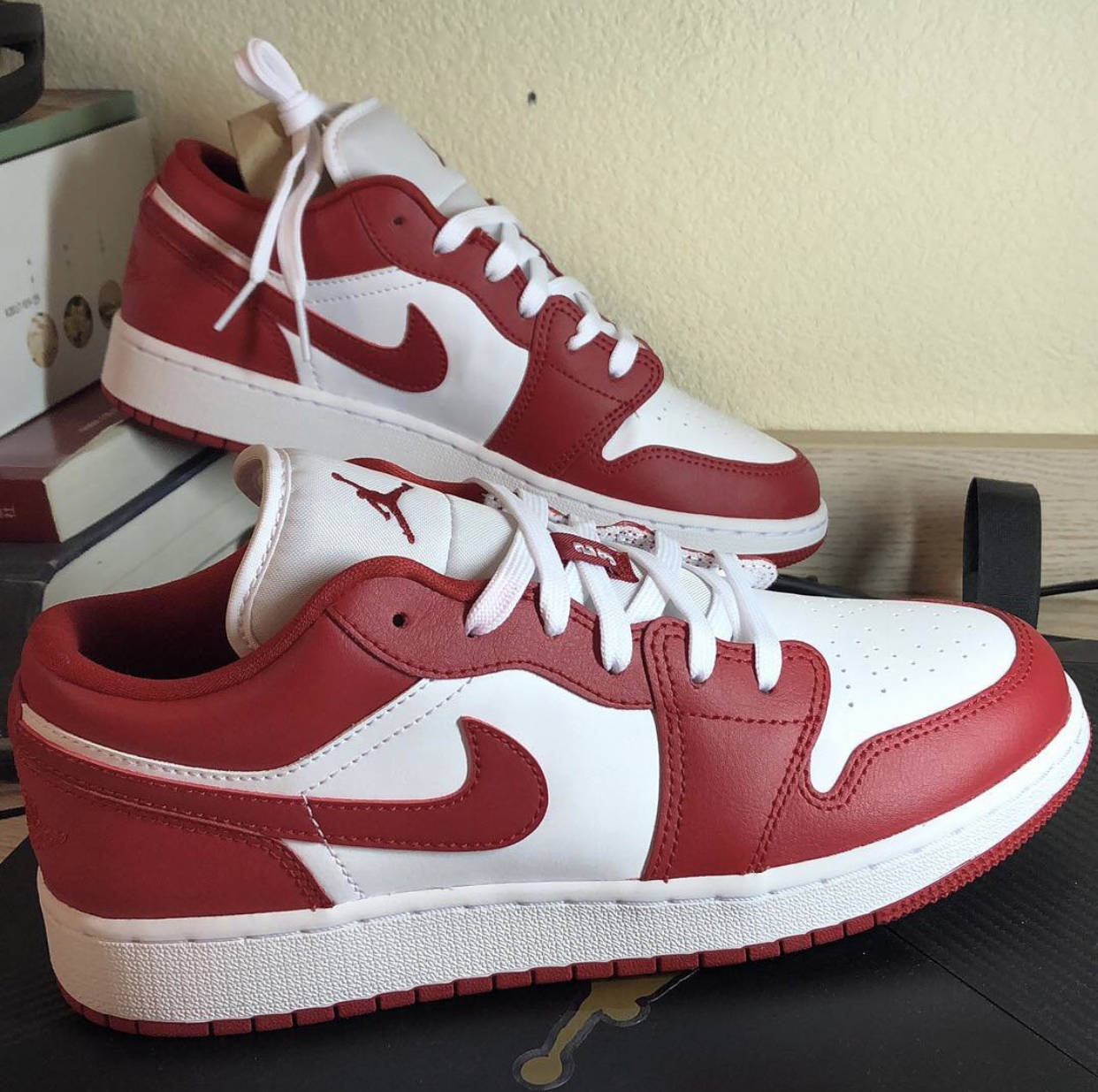 aj1 low 白红 极速开箱 air jordan 1 low 白红