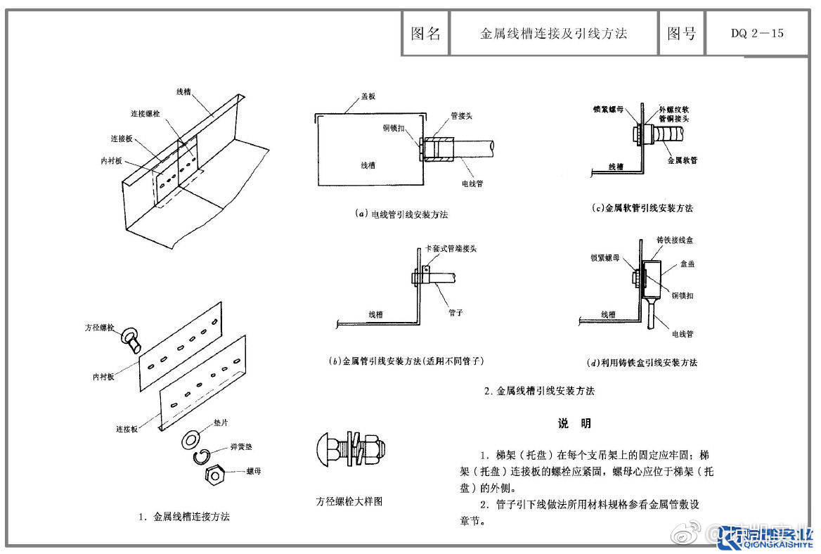 【琼凯图解】琼凯内部资料分享!电缆桥架与金属线槽安装方法