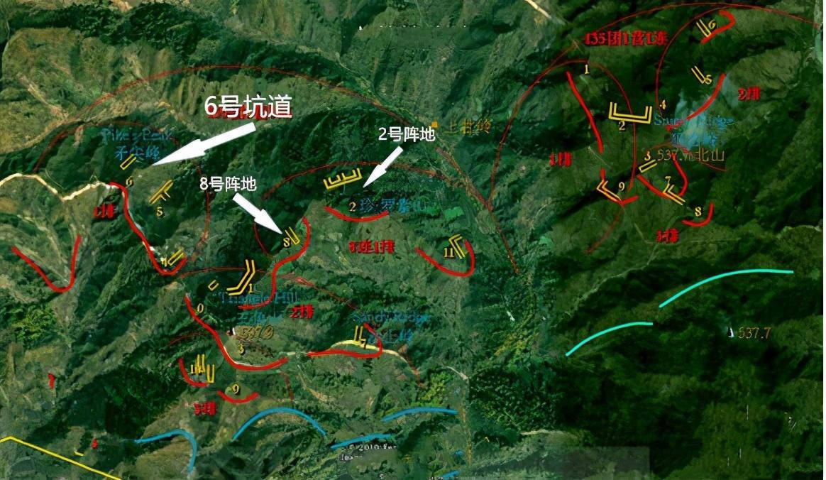 9高地的2号,8号阵地.
