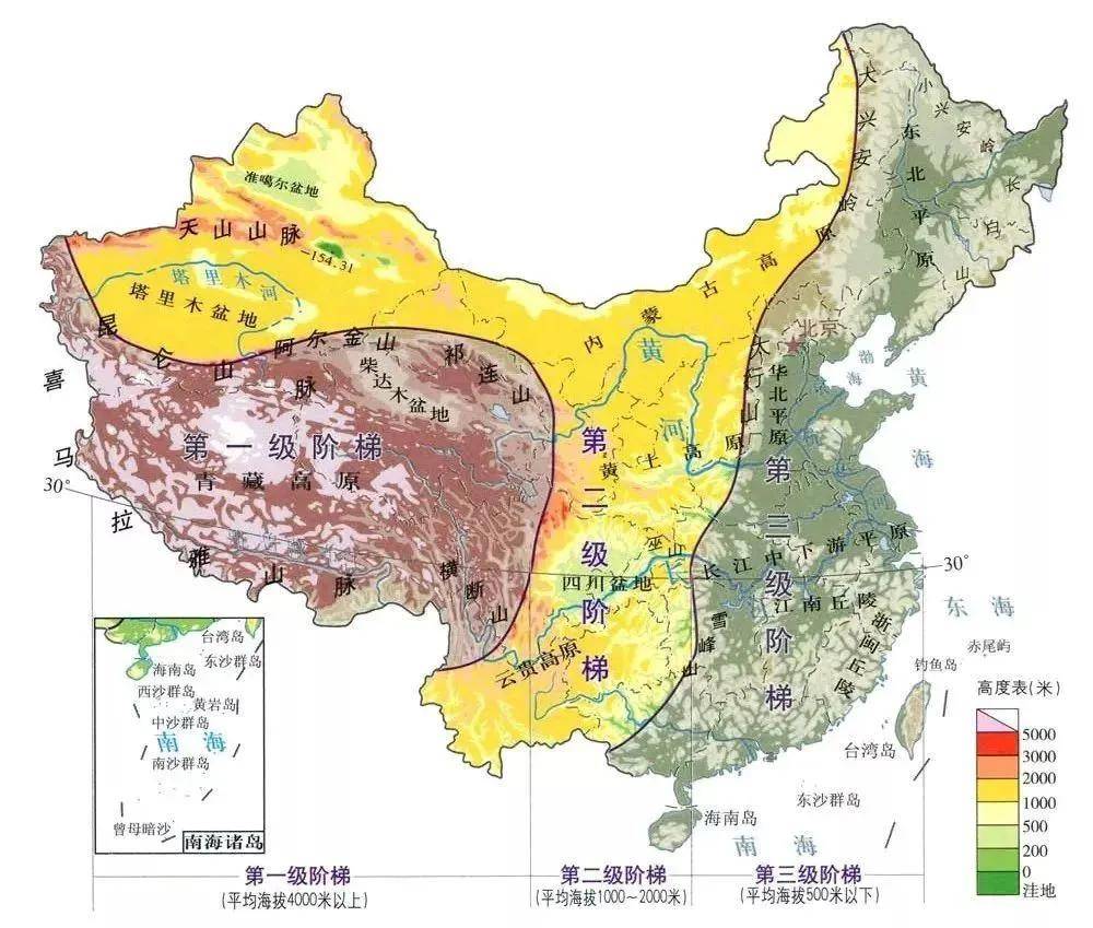 地理图库中国三级阶梯